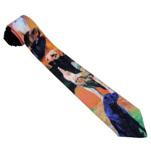 Labradors Dog Tie Skinny Necktie Ralph Marlin - Picture 1 of 2